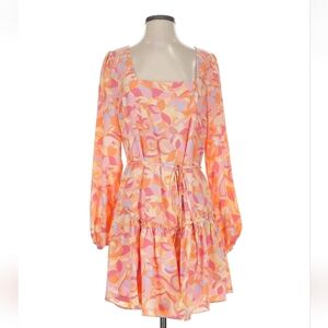 BCBGeneration Printed Mini Dress - Size 4 Orange Pink Swirl Pattern